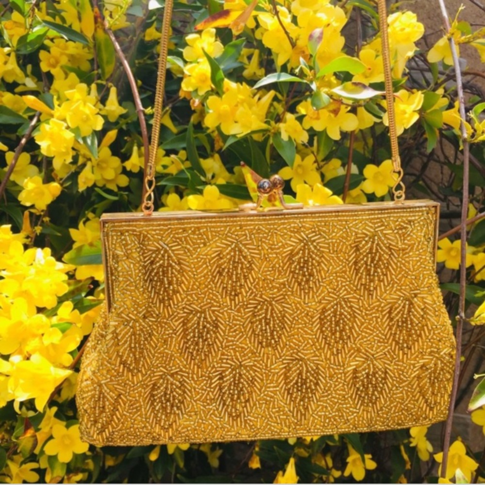 Vintage gold beaded clutch purse